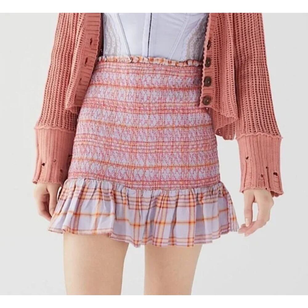 Urban Outfitters‎ Embroidered Rosemary Smocked Mini Skirt Size Small